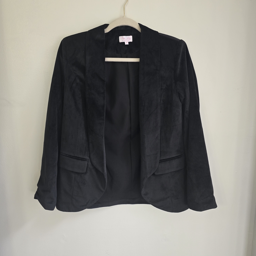 Pink Lily black blazer soft velvety texture size medium